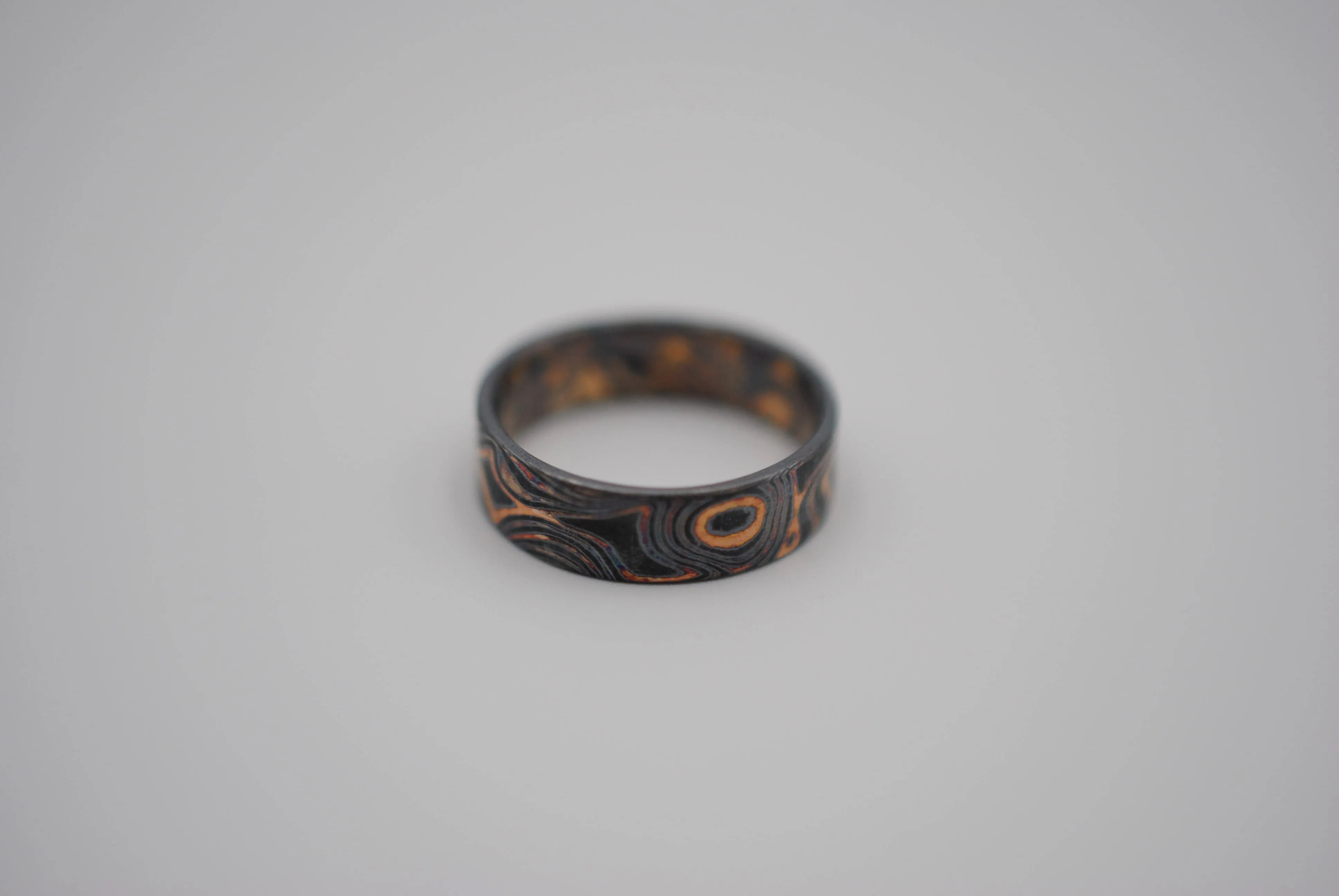 Three Tone Gold Mokume Gane Patina Womens Band
