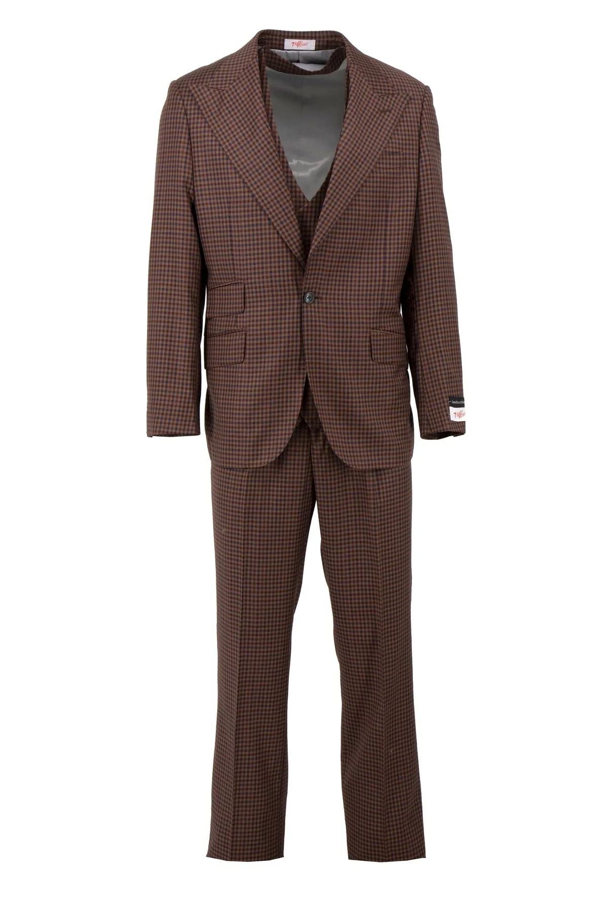 Tiglio Rosso Orvietto Mocha/Navy Check Semi Wide Leg TL5541