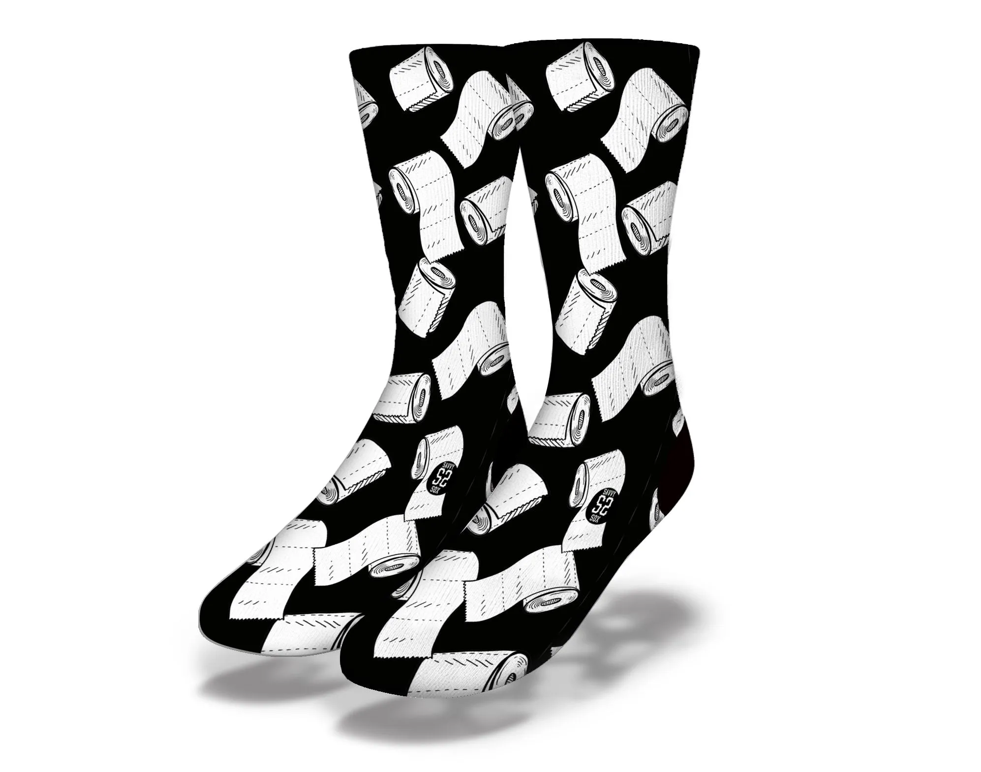 TOILET PAPER CRISIS Funny Coronavirus Quarantine Socks (Black)