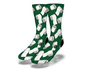 TOILET PAPER CRISIS Funny Coronavirus Quarantine Socks (Green)