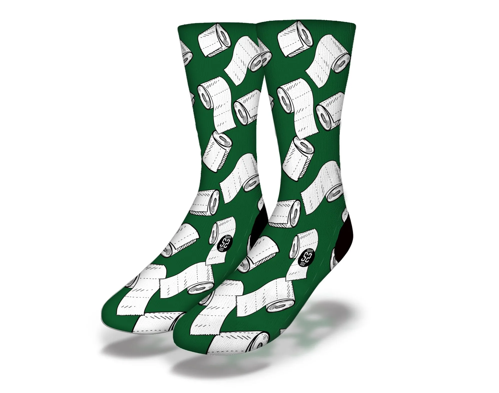 TOILET PAPER CRISIS Funny Coronavirus Quarantine Socks (Green)