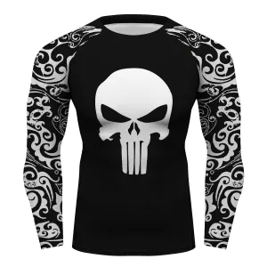 Totem Bones Skull Gym Sport Compression Shirt Rash Guard