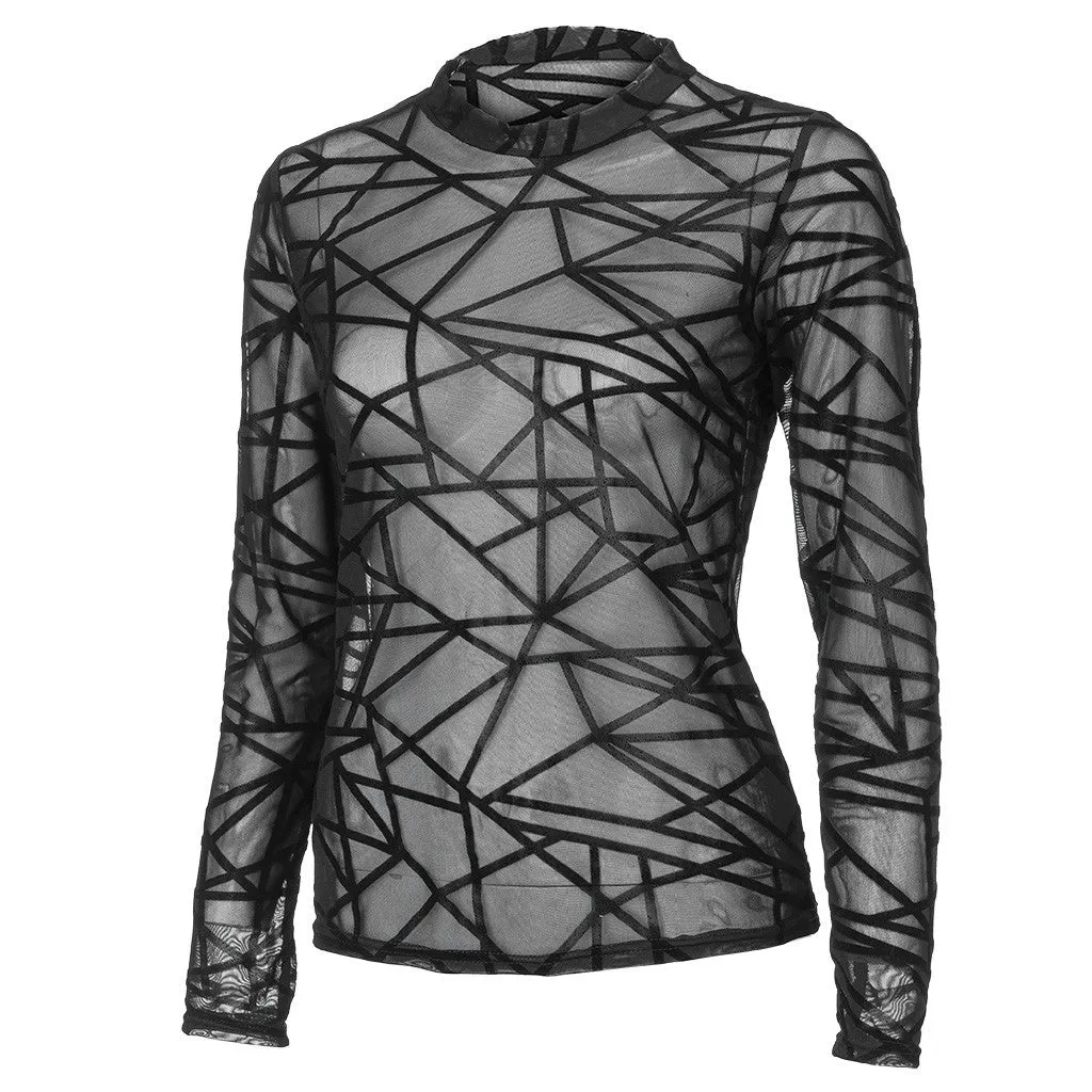 Transparent Mesh Women's Blouse