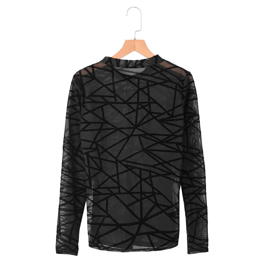 Transparent Mesh Women's Blouse