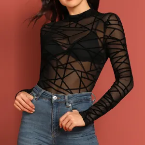 Transparent Mesh Women's Blouse