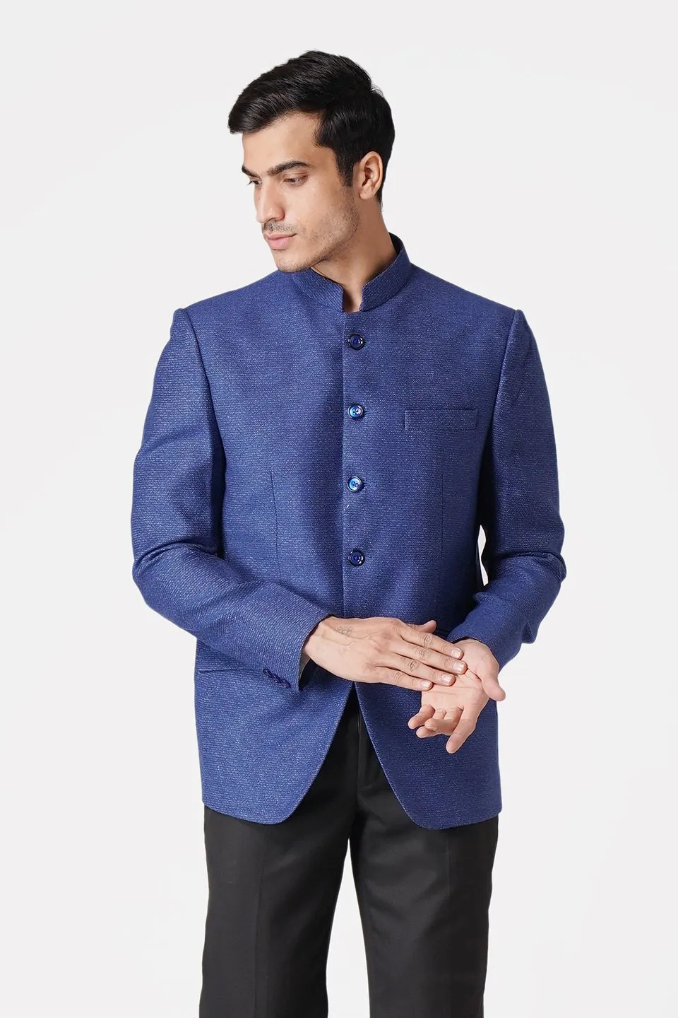 Tweed Blue Bandhgala