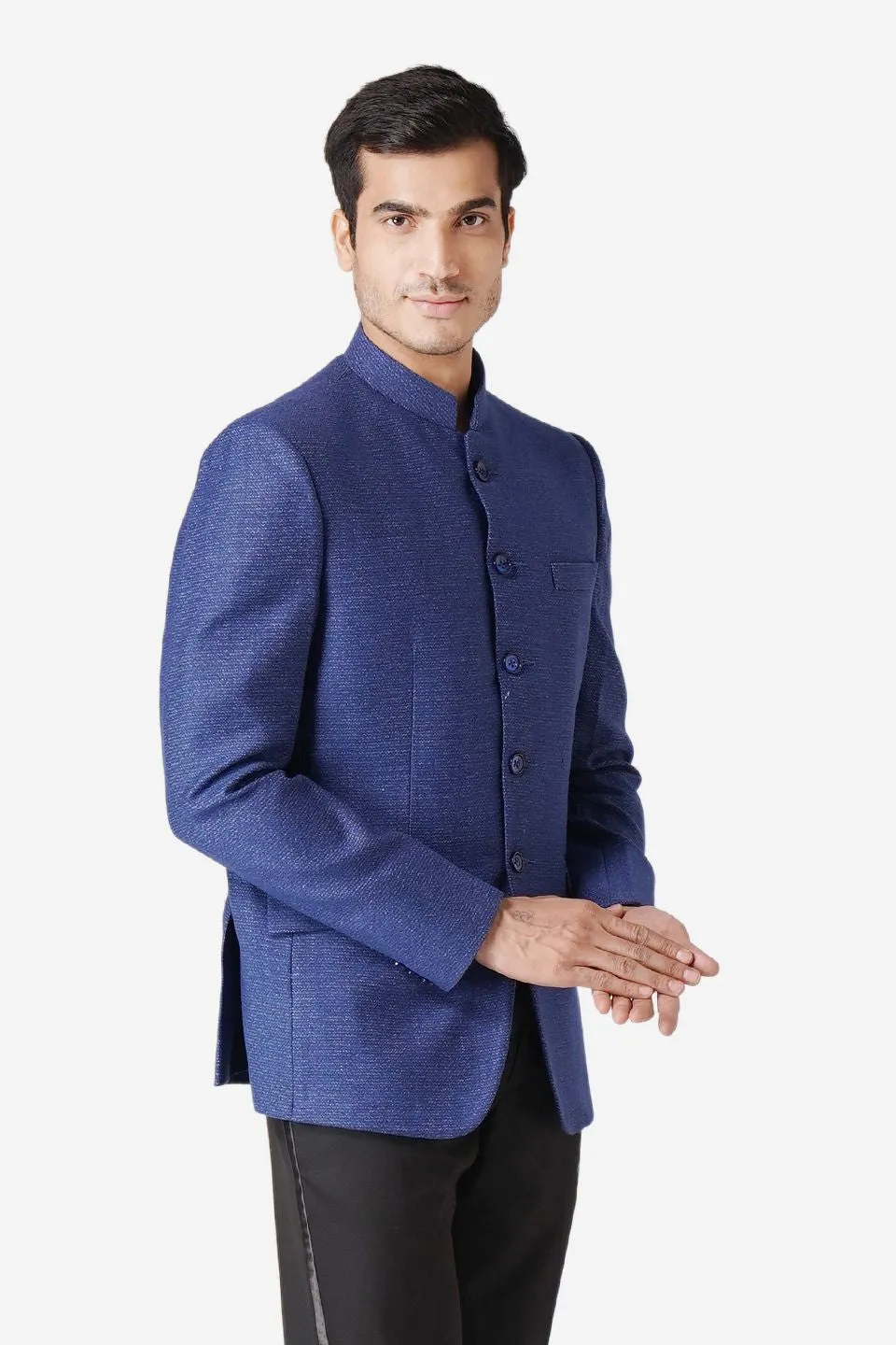 Tweed Blue Bandhgala