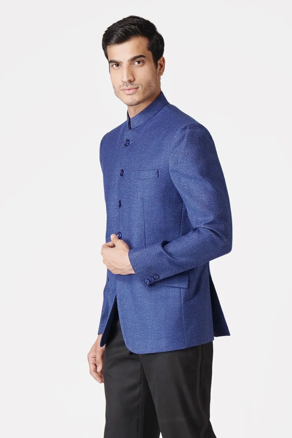 Tweed Blue Bandhgala