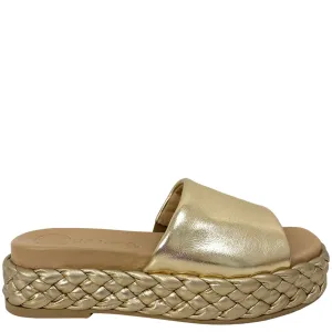Unisa Ebert Gold Flatform Mule Sandals