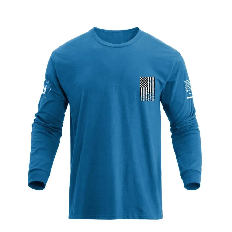 USA FLAG CROSS GRAPHIC LONG SLEEVE T-SHIRT