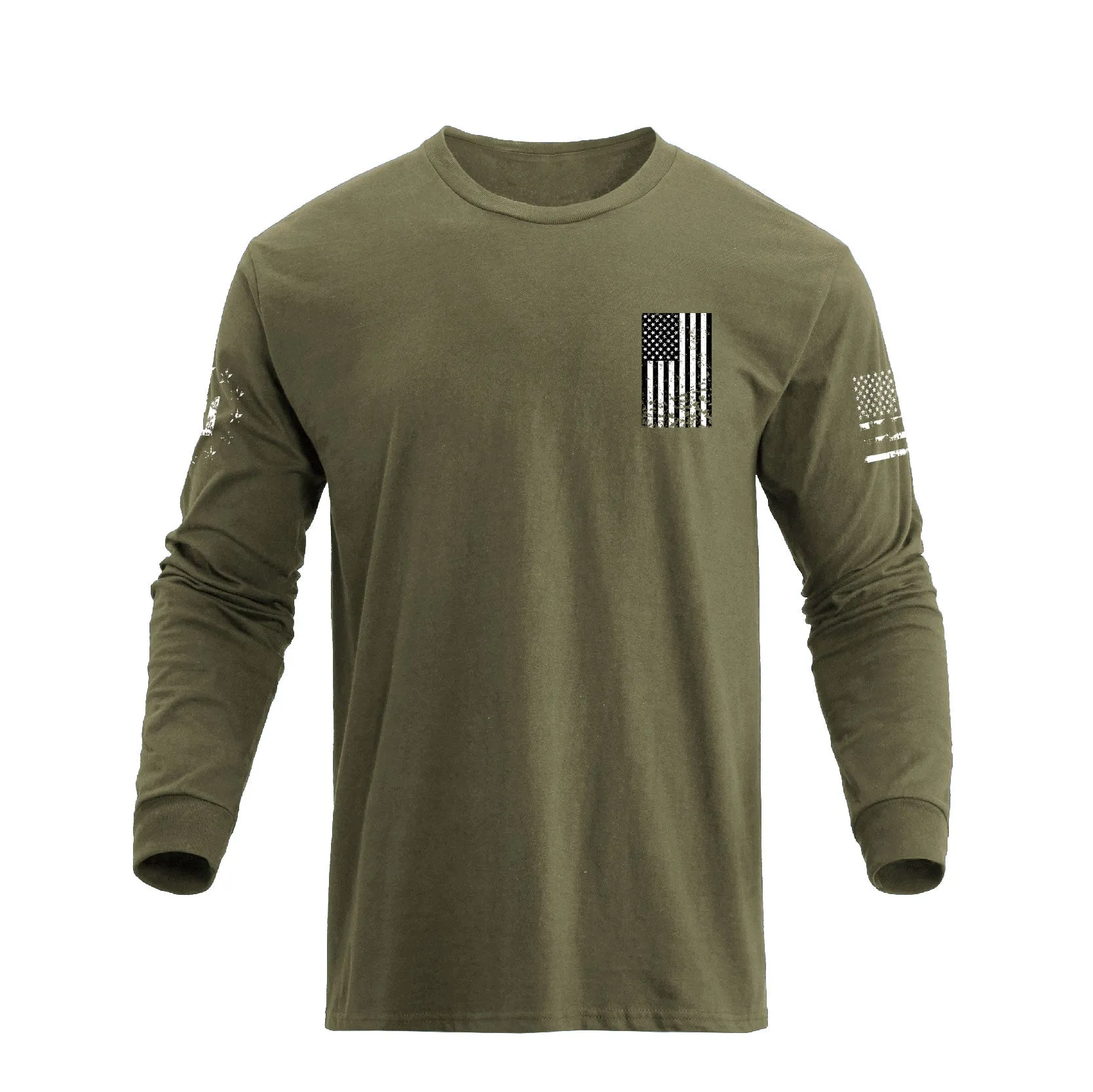 USA FLAG CROSS GRAPHIC LONG SLEEVE T-SHIRT