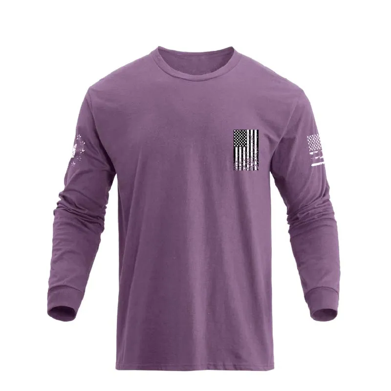 USA FLAG CROSS GRAPHIC LONG SLEEVE T-SHIRT