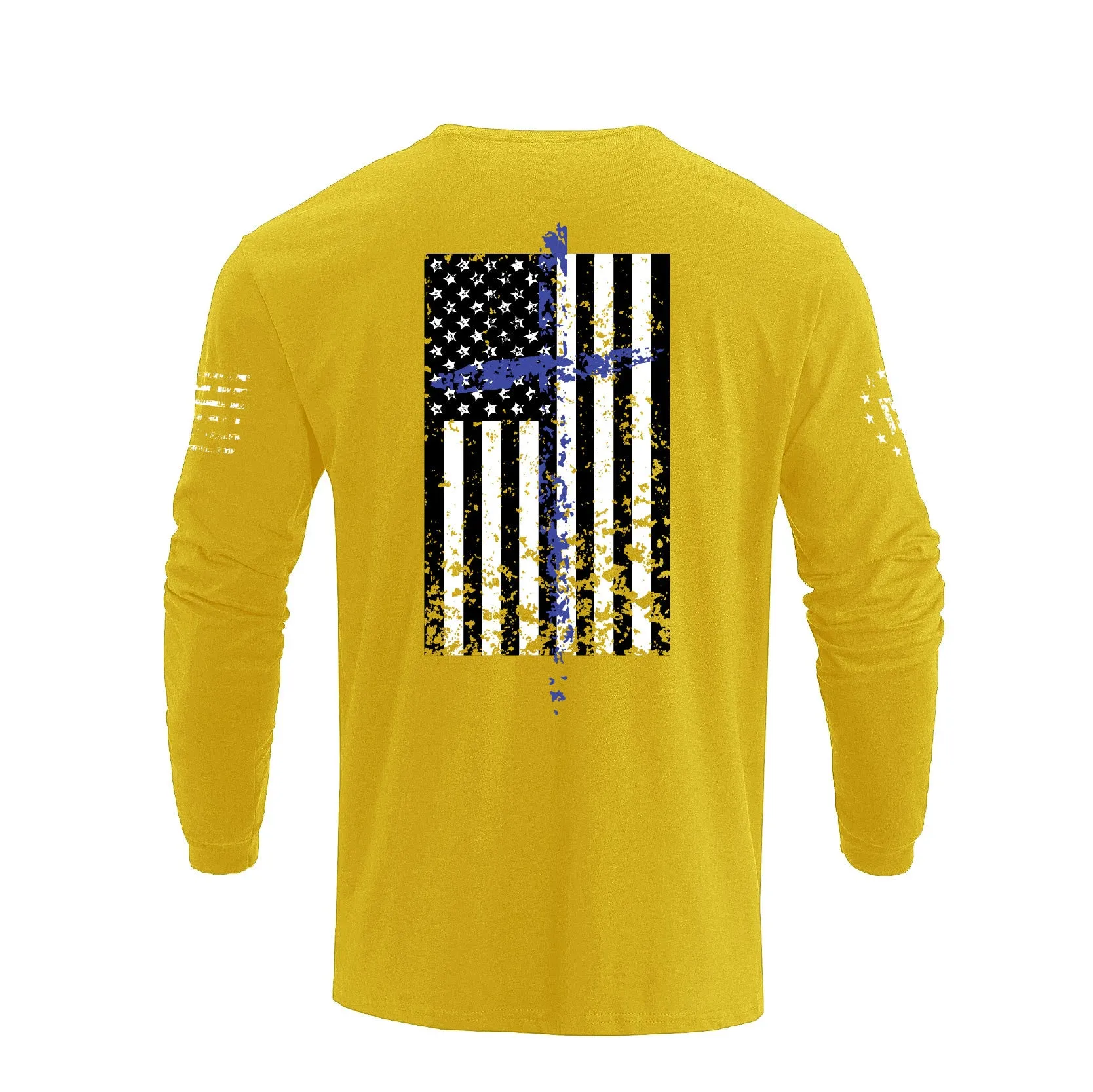 USA FLAG CROSS GRAPHIC LONG SLEEVE T-SHIRT