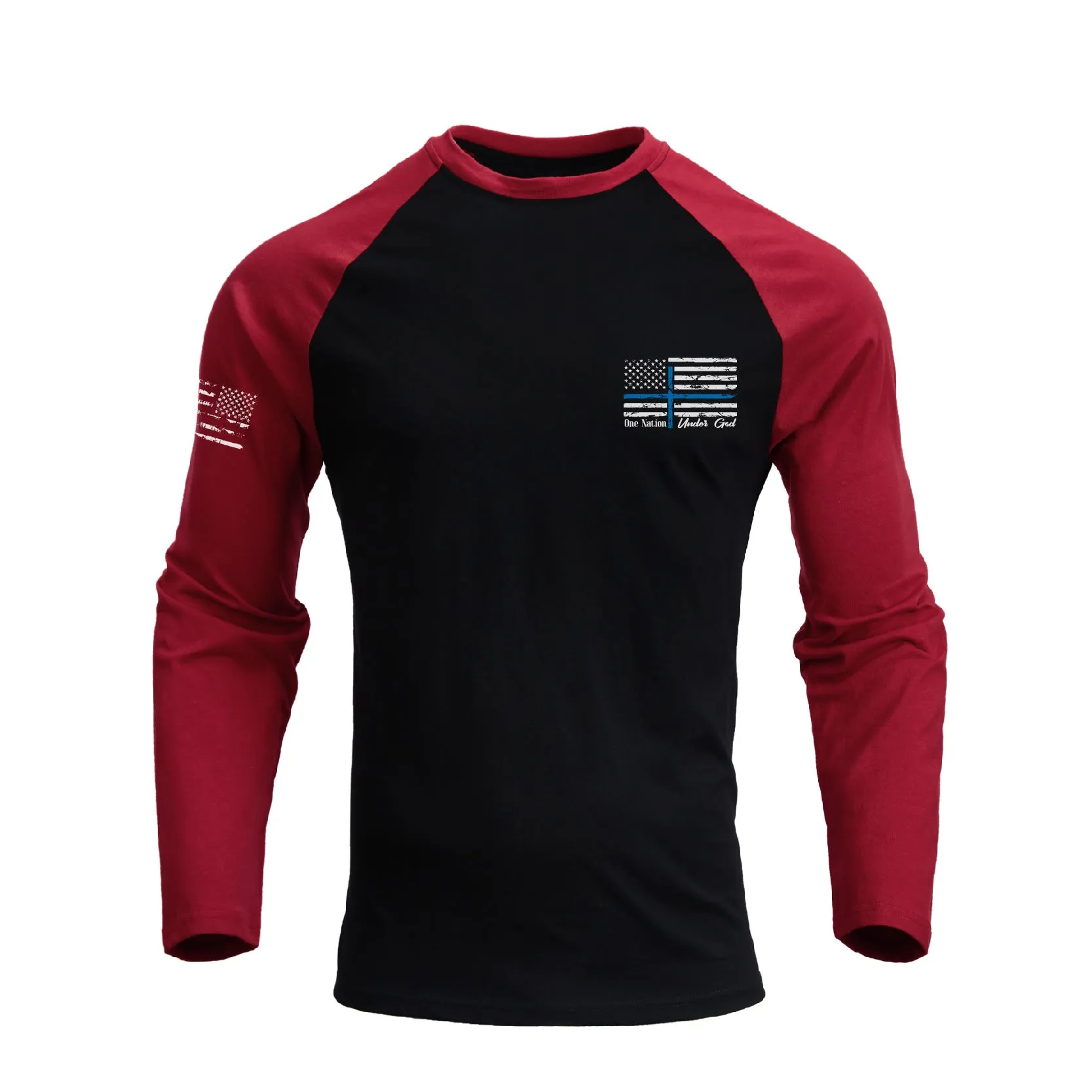 USA FLAG RAGLAN GRAPHIC LONG SLEEVE T-SHIRT