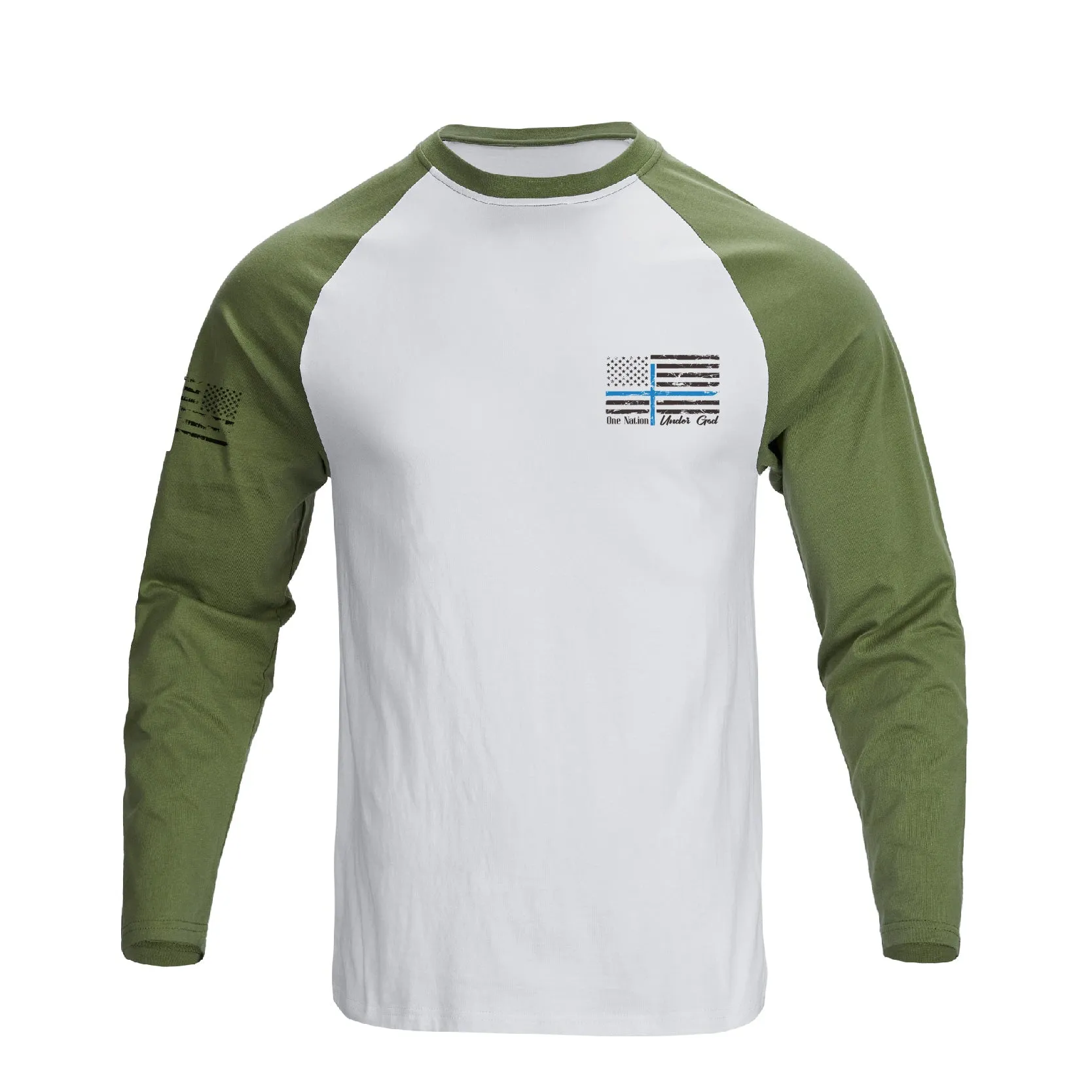 USA FLAG RAGLAN GRAPHIC LONG SLEEVE T-SHIRT
