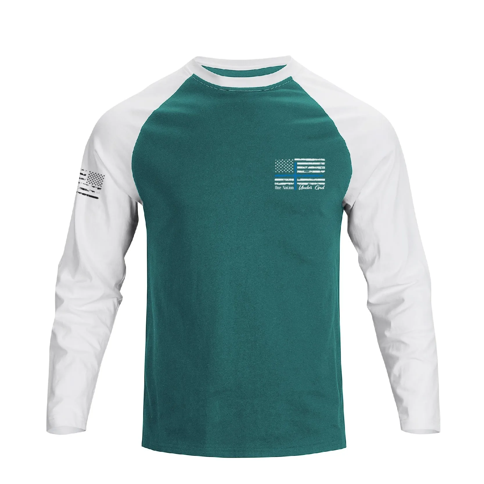 USA FLAG RAGLAN GRAPHIC LONG SLEEVE T-SHIRT