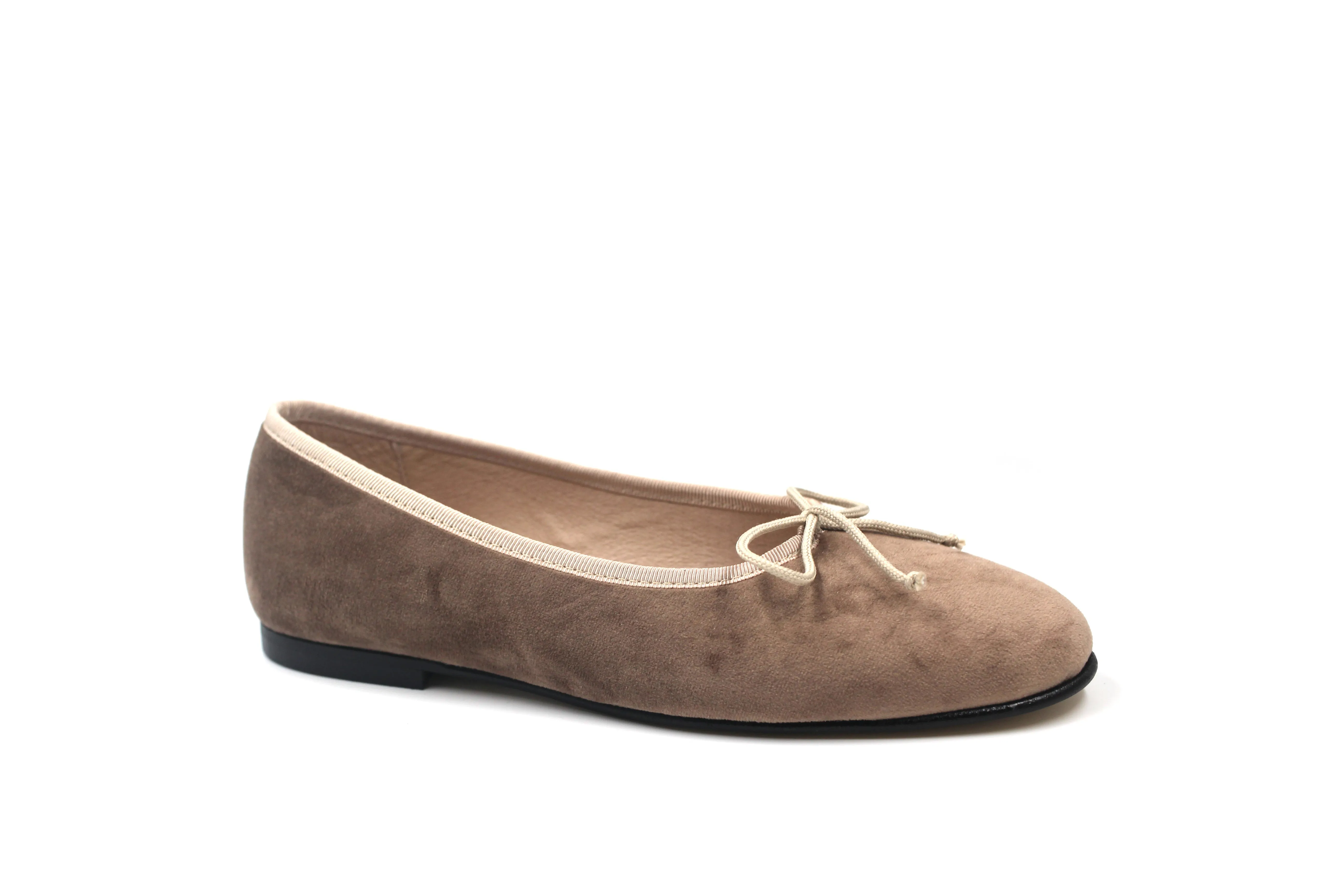 Valencia Taupe Velvet Ballet Flat