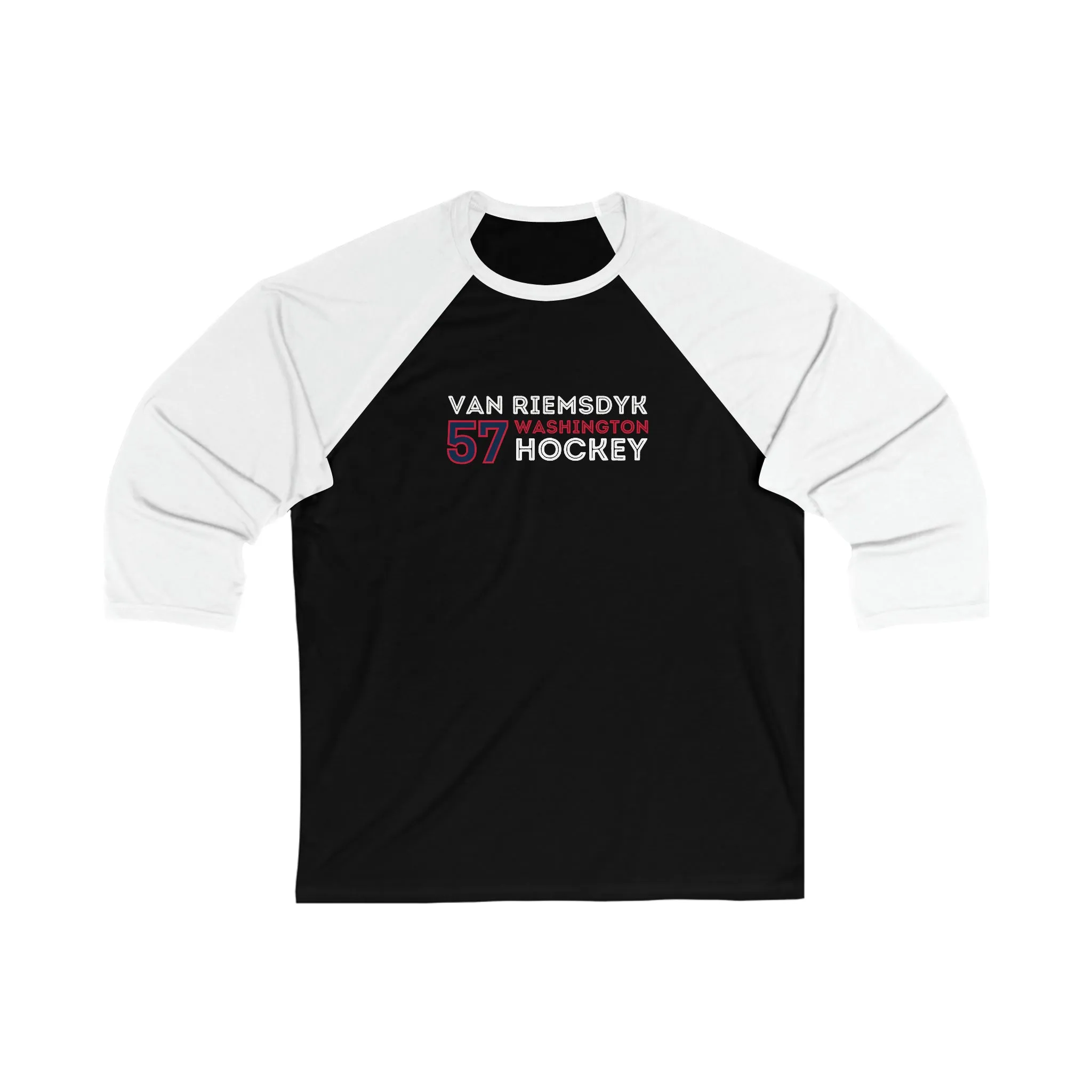 van Riemsdyk 57 Washington Hockey Grafitti Wall Design Unisex Tri-Blend 3/4 Sleeve Raglan Baseball Shirt