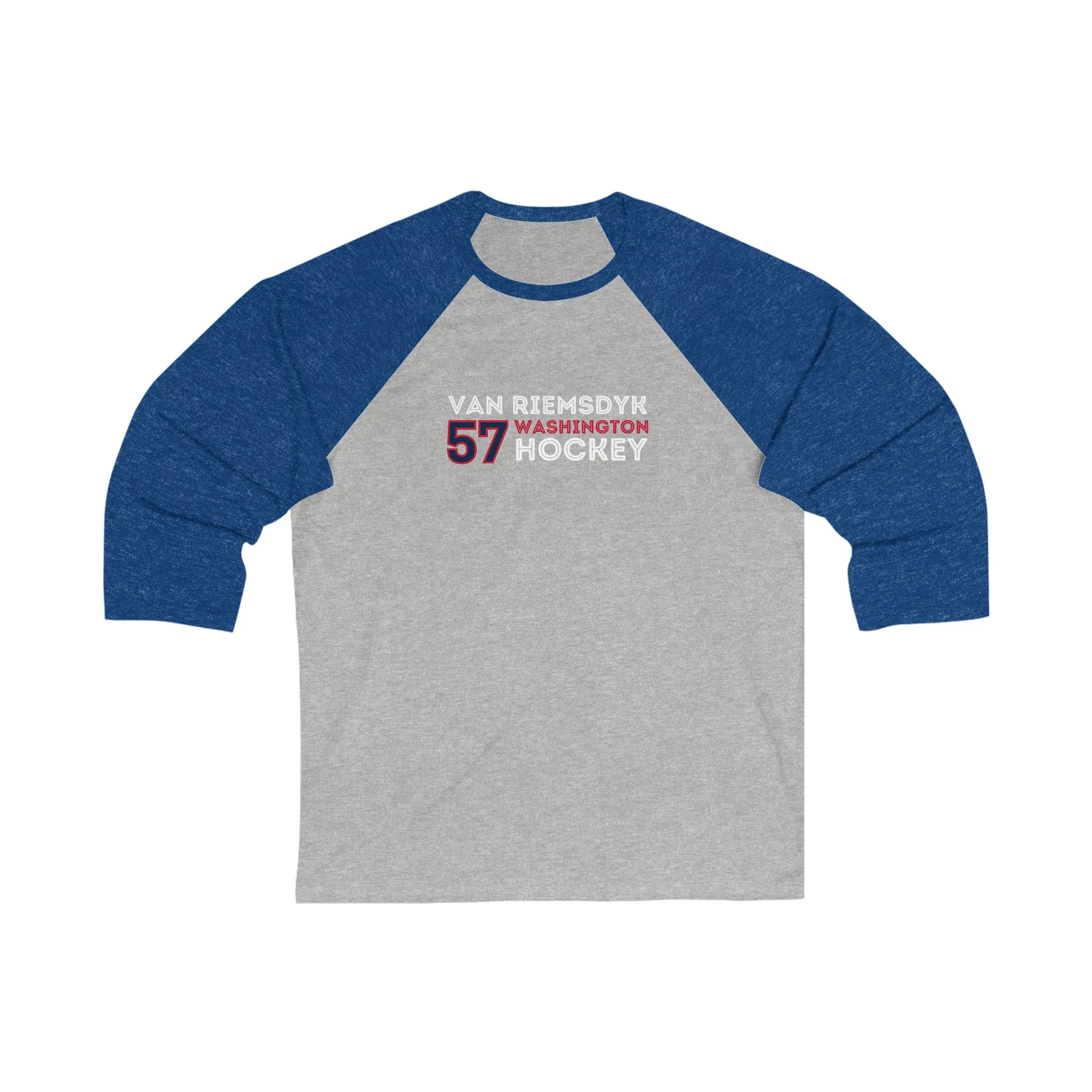 van Riemsdyk 57 Washington Hockey Grafitti Wall Design Unisex Tri-Blend 3/4 Sleeve Raglan Baseball Shirt