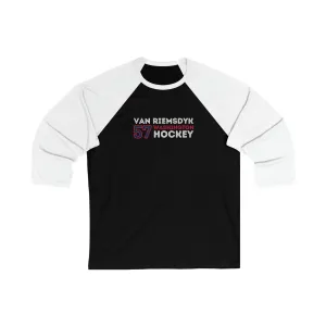 van Riemsdyk 57 Washington Hockey Grafitti Wall Design Unisex Tri-Blend 3/4 Sleeve Raglan Baseball Shirt