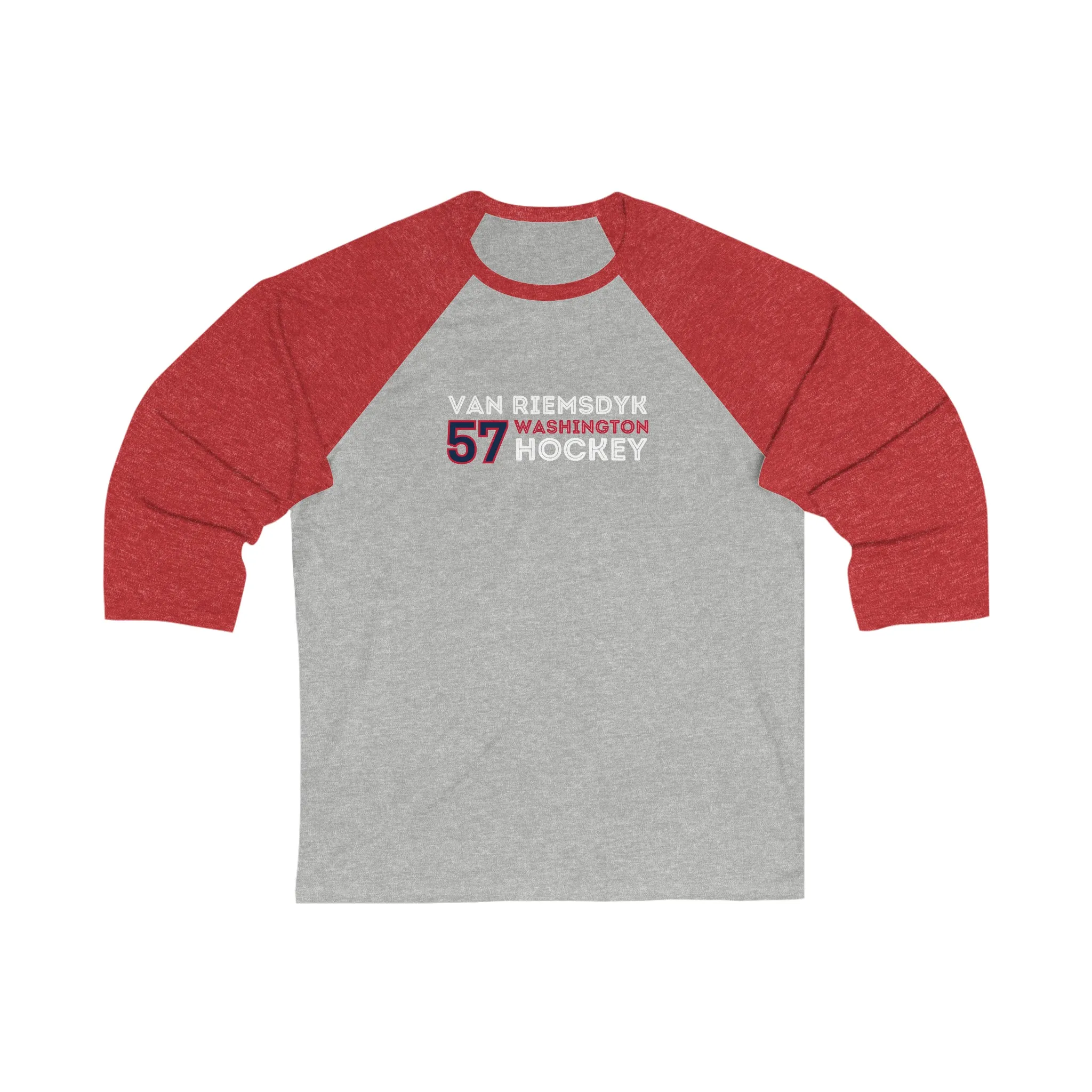 van Riemsdyk 57 Washington Hockey Grafitti Wall Design Unisex Tri-Blend 3/4 Sleeve Raglan Baseball Shirt
