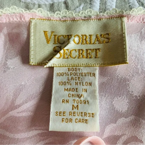 Victoria's Secret Sleepwear Women Medium Pink Ivory Robe NegligeeGold Label Vint