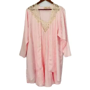 Victoria's Secret Sleepwear Women Medium Pink Ivory Robe NegligeeGold Label Vint
