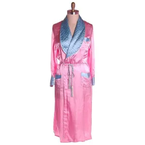 Vintage Ladies Robe Pink /Blue Rayon Satin 1940s Western Style M-L