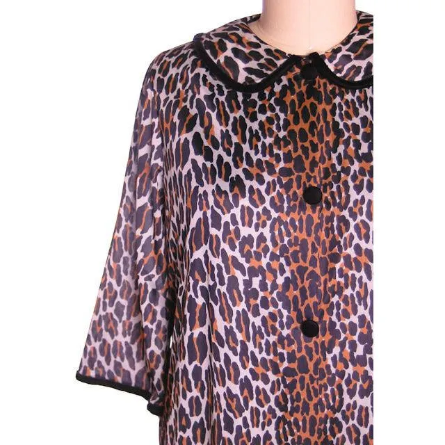 Vintage Peignoir Leopard Print Nylon Set Vanity Fair Small 1960s
