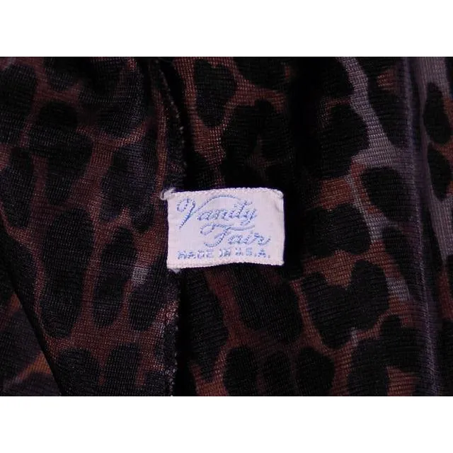 Vintage Peignoir Leopard Print Nylon Set Vanity Fair Small 1960s