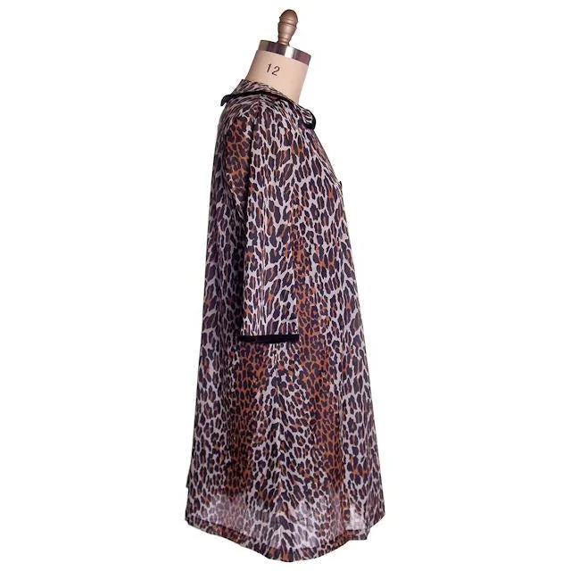 Vintage Peignoir Leopard Print Nylon Set Vanity Fair Small 1960s