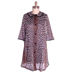 Vintage Peignoir Leopard Print Nylon Set Vanity Fair Small 1960s