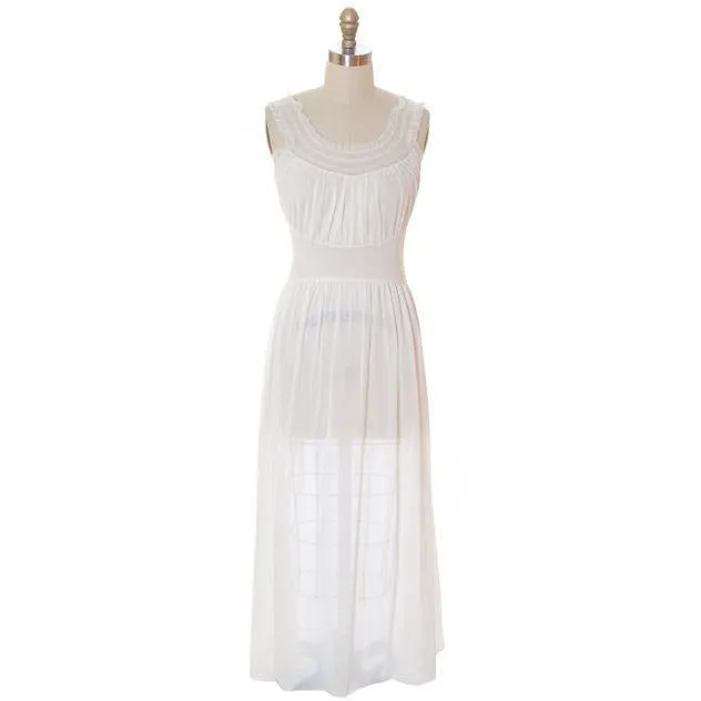Vintage Peignoir Off White Honeymoon Nylon Lady Leonora 1950s