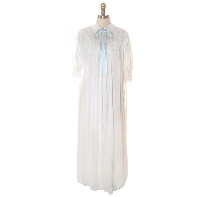 Vintage Peignoir Off White Honeymoon Nylon Lady Leonora 1950s