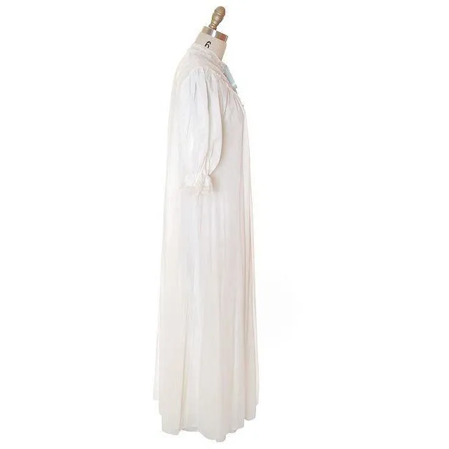 Vintage Peignoir Off White Honeymoon Nylon Lady Leonora 1950s