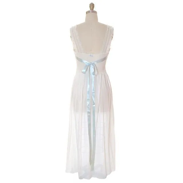 Vintage Peignoir Off White Honeymoon Nylon Lady Leonora 1950s