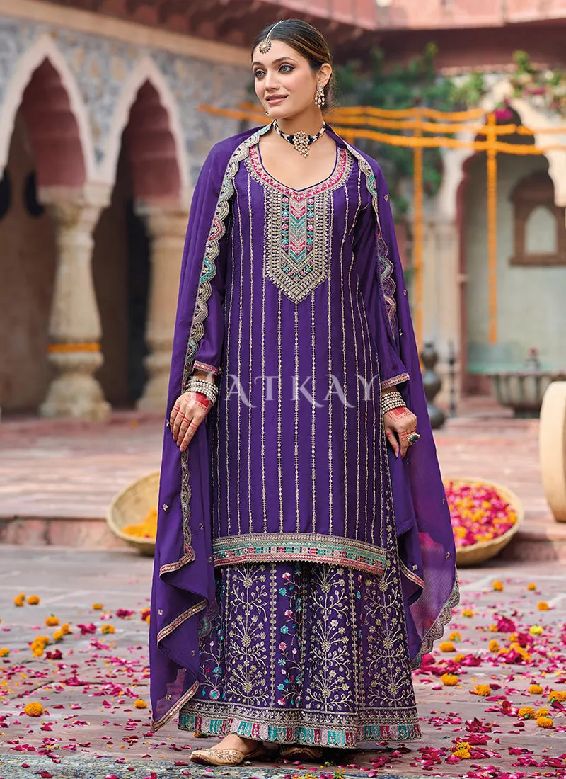 Violet Pakistani Palazzo Suit