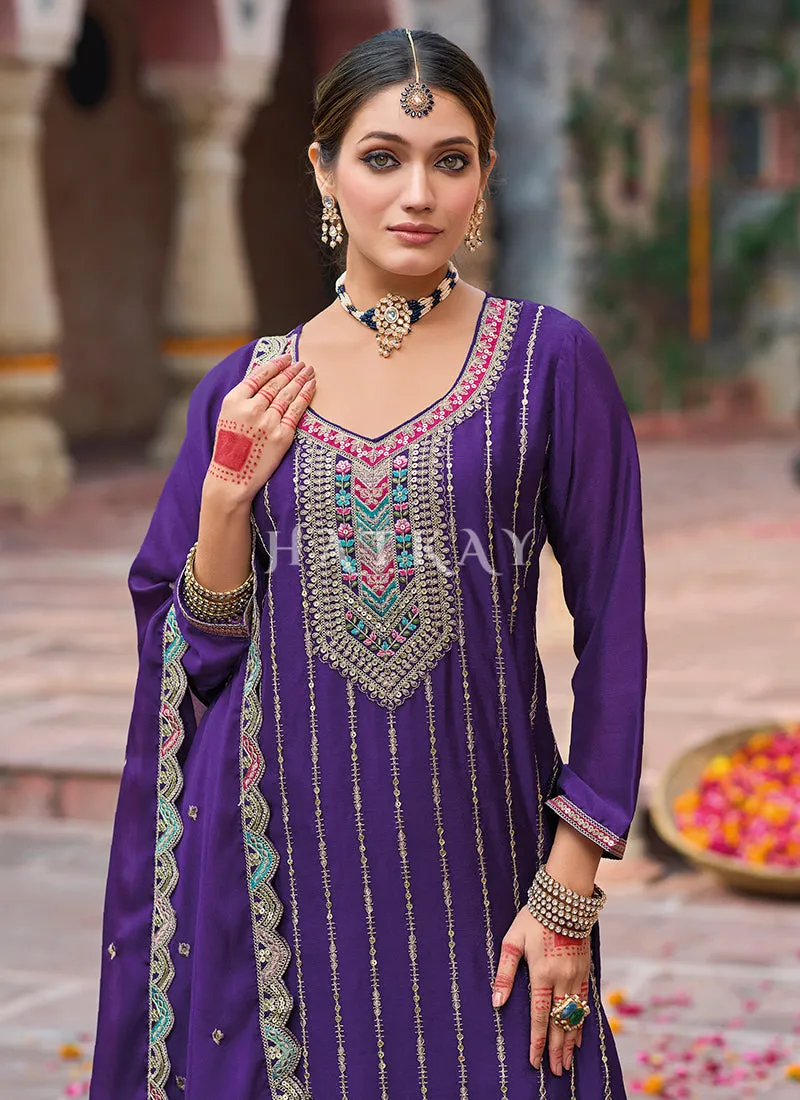 Violet Pakistani Palazzo Suit