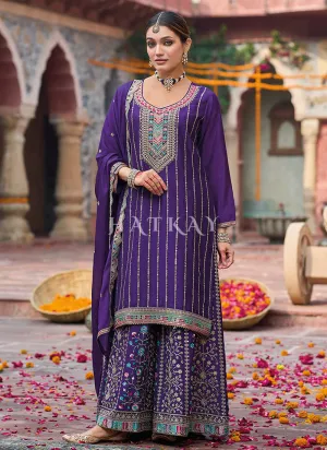 Violet Pakistani Palazzo Suit