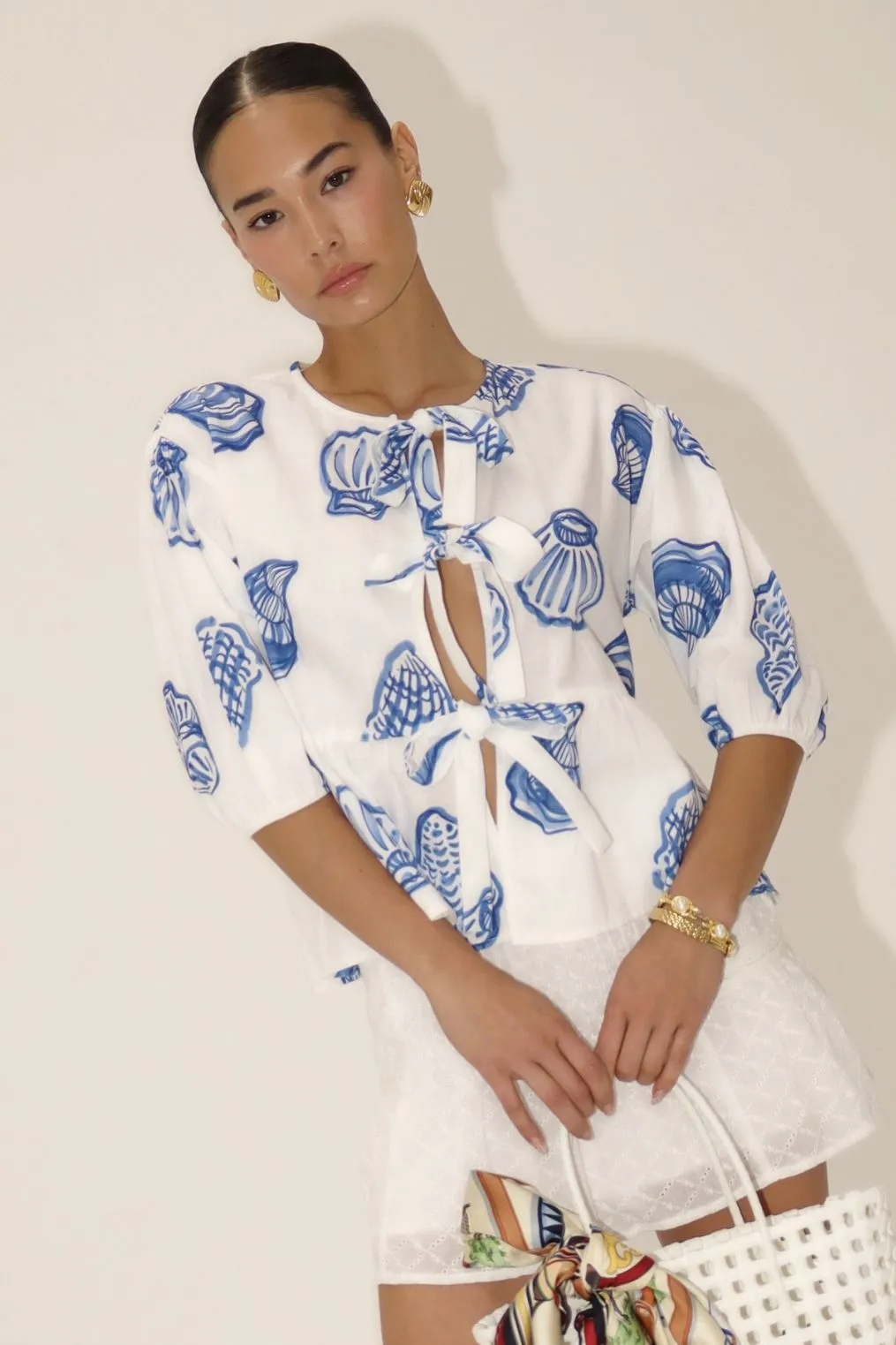 Waterside Date Tie Up Blouse