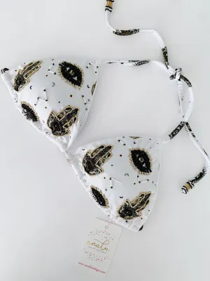White Boho Colombian Beaded Bikini Tops
