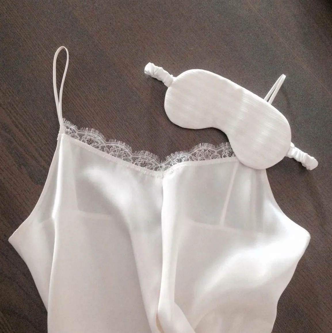 White Silk Slip with Lace