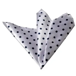 White with Black Dots Pocket Square for Men - Premium Silk Handkerchiefs for Suits