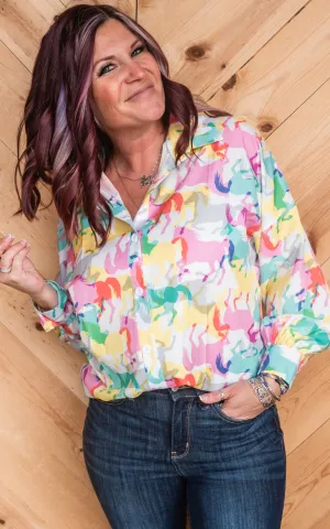 Wild Horses Button Up Blouse