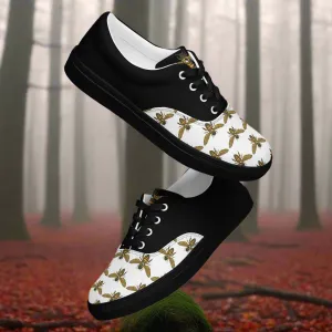 WildSage Womens Lace Up Canvas Shoes Bee Pattern