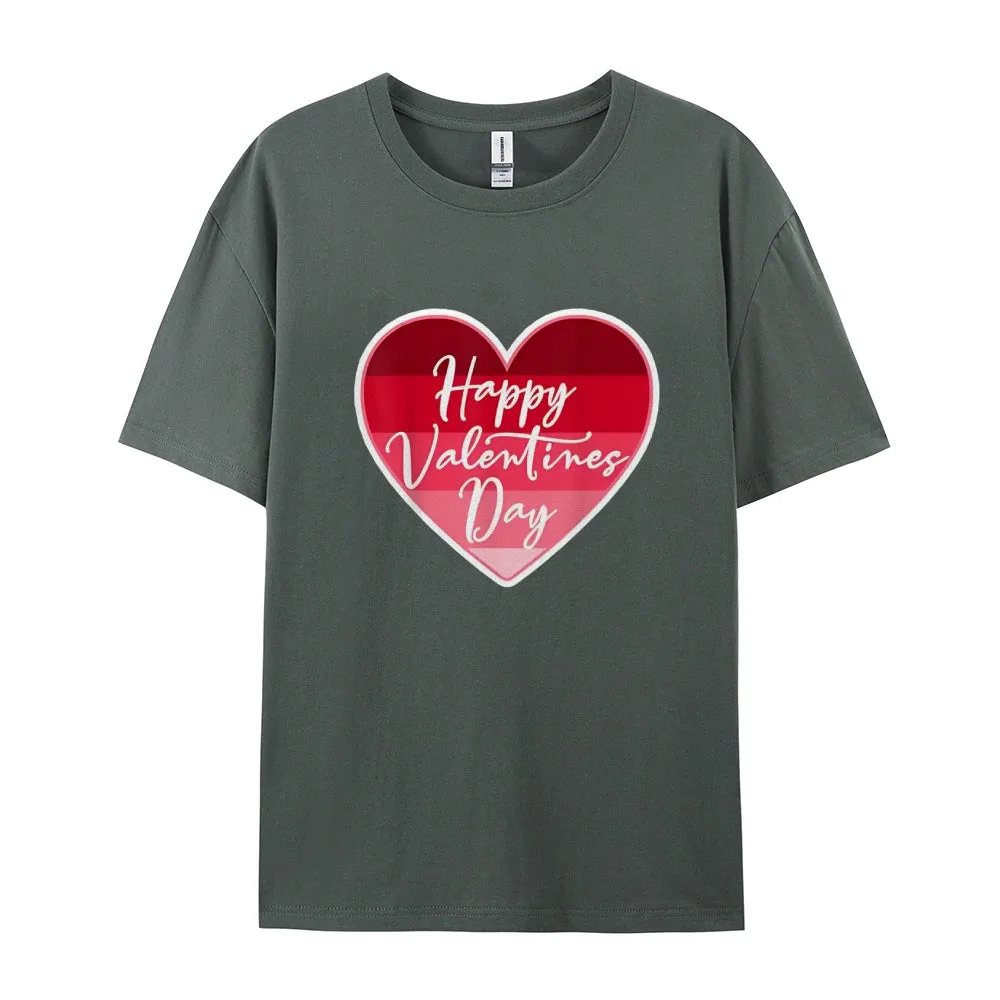 Women Valentine's Day Love Pink Heart Print Graphic T-shirt