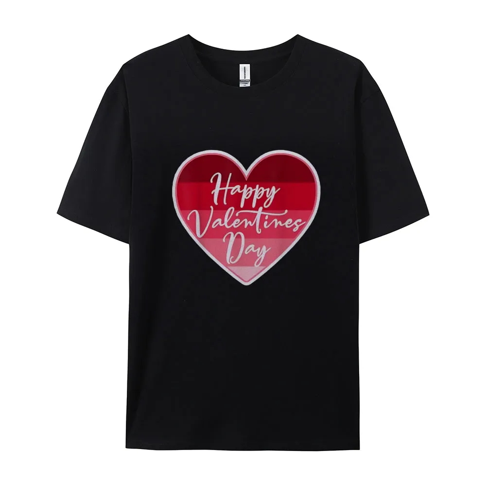 Women Valentine's Day Love Pink Heart Print Graphic T-shirt