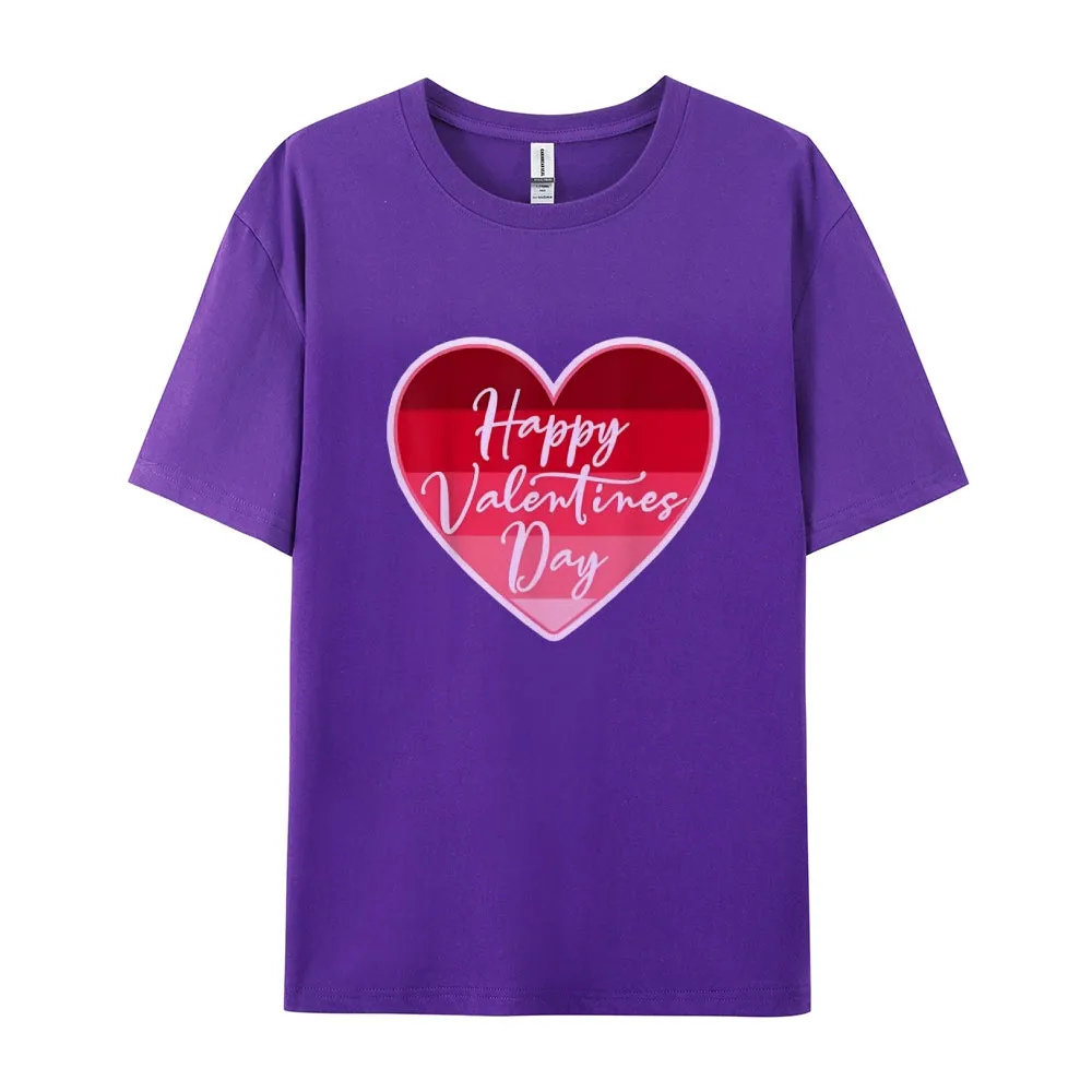 Women Valentine's Day Love Pink Heart Print Graphic T-shirt