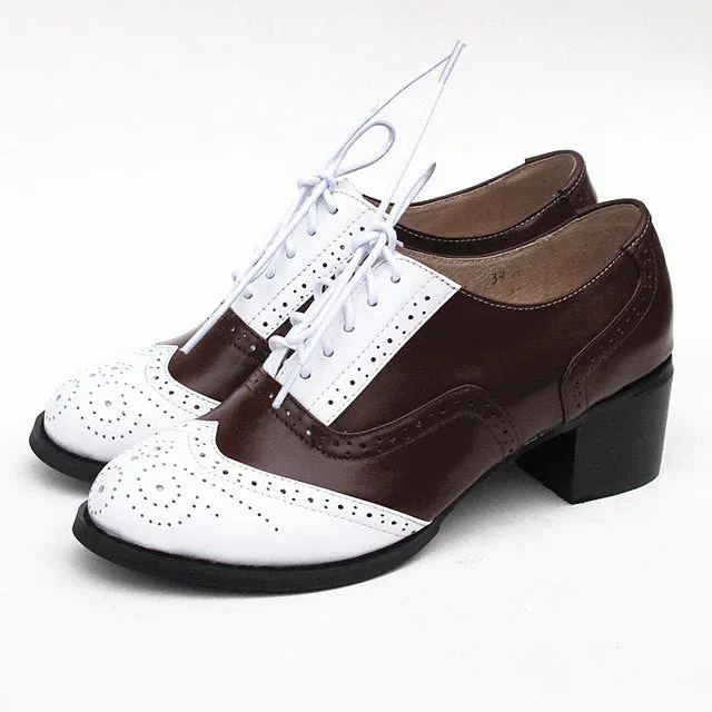 Women Vintage Thick Heels Retro Vintage Oxford