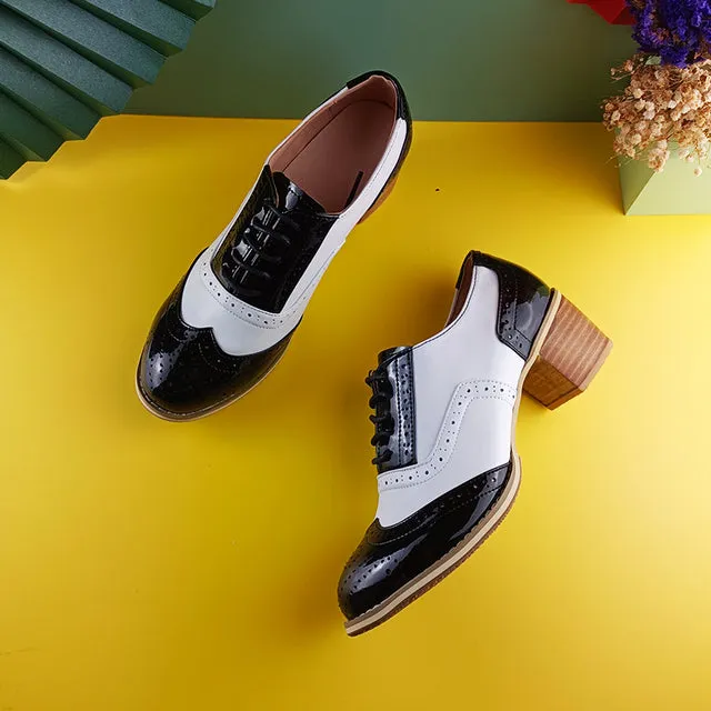 Women Vintage Thick Heels Retro Vintage Oxford